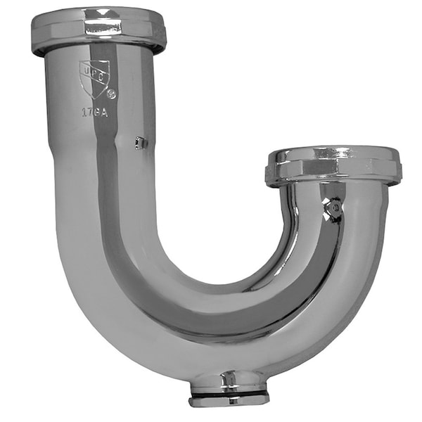 1-1/2in. Chrome Plated Brass J-Bend with Cleanout 20 Gauge